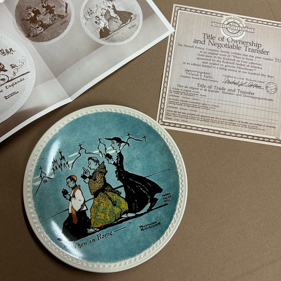 NORMAN ROCKWELL Plate "When in Rome" by Newell Pottery Co. New In Box - Picture 4 of 4